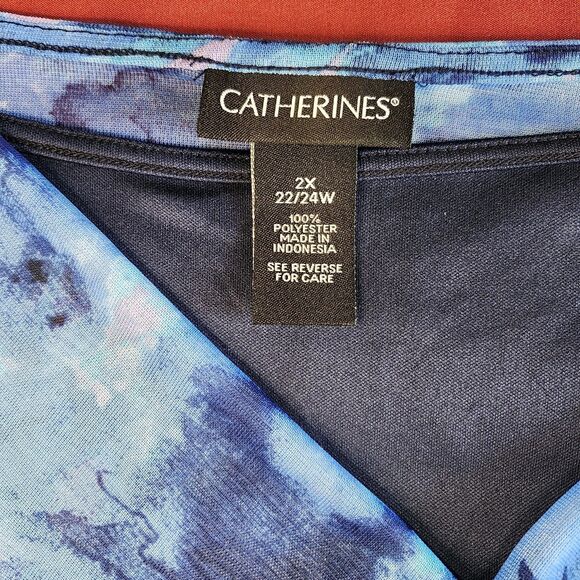 Catherines 2pc Cardigan Tank Set Navy Blue Abstract Plus Size 1X 2X - Picture 7 of 13